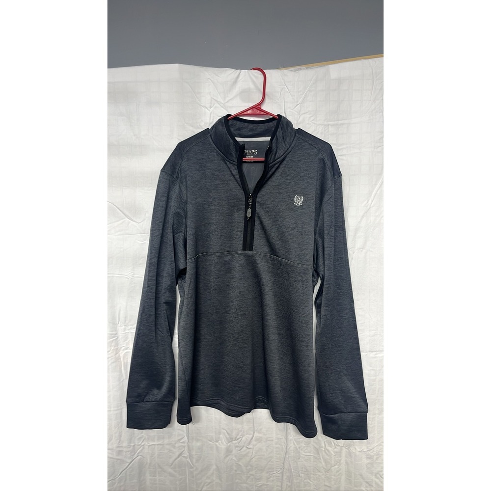 Chaps Golf Mens XL Charcoal Grey Quarter Zip Pullover Crest Sweater